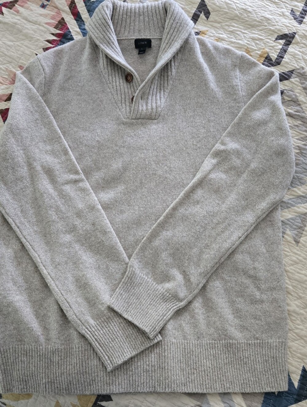 J. Crew Tan Beige Kahki Shawl-Collar Turtleneck Sweater Wool Mens Size Large